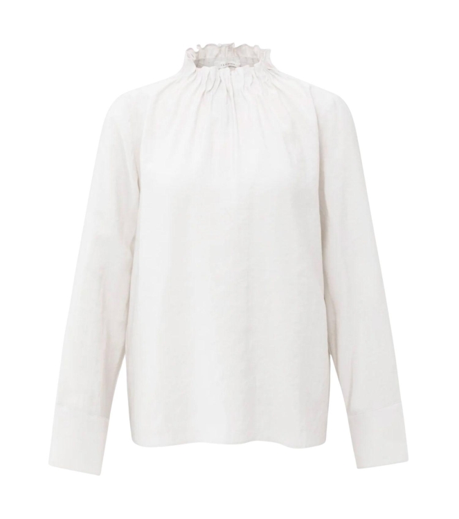 Yaya High neck top with drawstring 24001 Early frost white