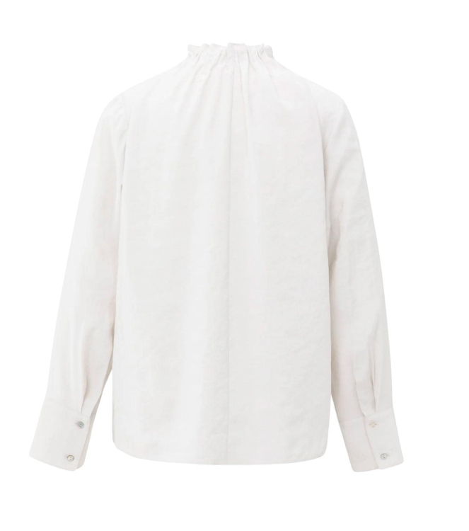 Yaya High neck top with drawstring 24001 Early frost white