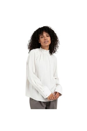 Yaya High neck top with drawstring 24001 Early frost white