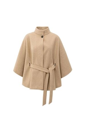 Yaya Soft woven poncho with collar 990302 Light camel mel