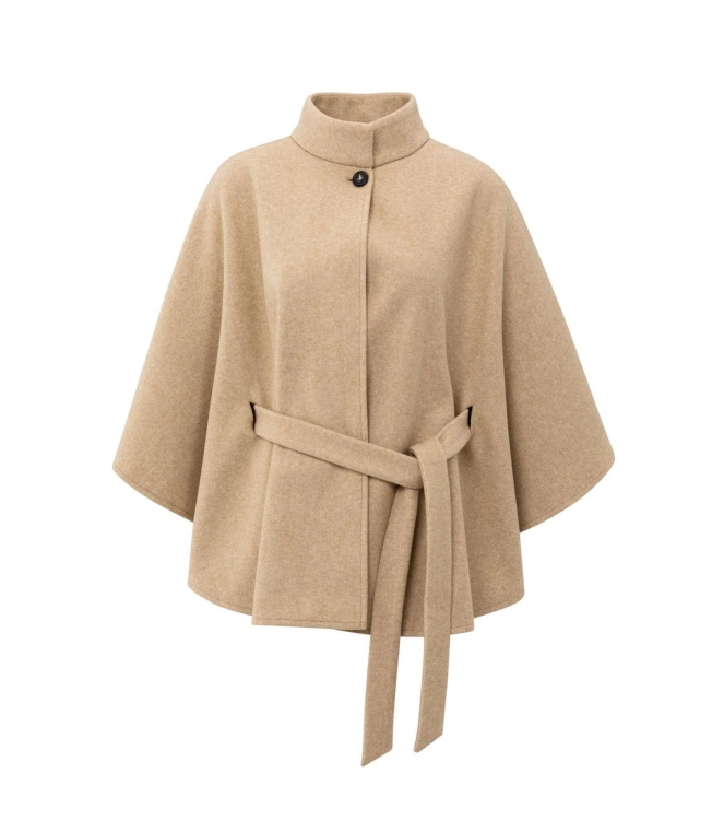 Yaya Soft woven poncho with collar 990302 Light camel mel