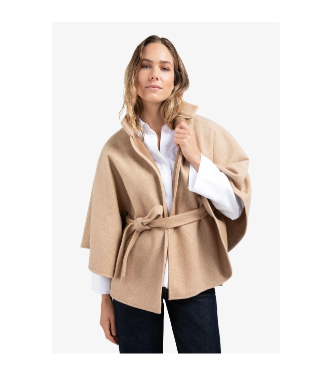 Yaya Soft woven poncho with collar 990302 Light camel mel