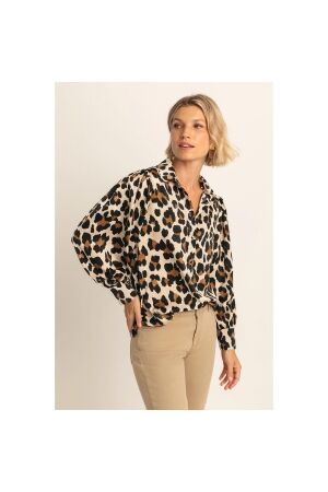 Expresso Blouse woven satin print EX122 Coconut