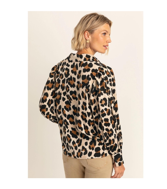 Expresso Blouse woven satin print EX122 Coconut