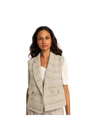 Expresso Gilet woven raw edge EX204 Dove grey