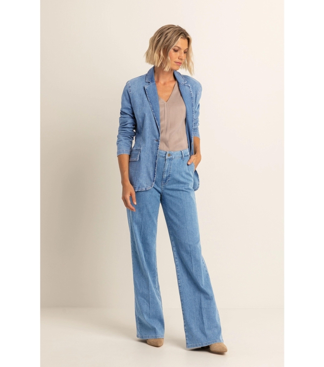 Expresso Pants mid blue denim wide leg EX350 Mid blue denim