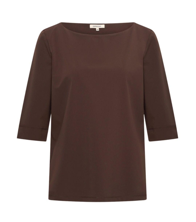 Expresso T-shirt travel 3/4 sleeve with spli EX101 Dark coffee