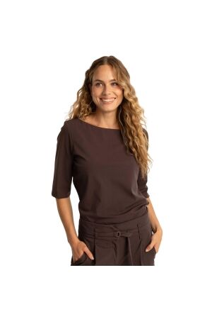 Expresso T-shirt travel 3/4 sleeve with spli EX101 Dark coffee