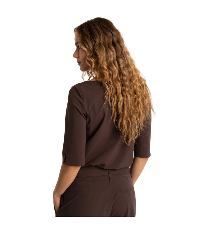 Expresso T-shirt travel 3/4 sleeve with spli EX101 Dark coffee