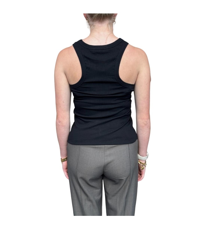 Haute L Amitie Rib badge tank Black