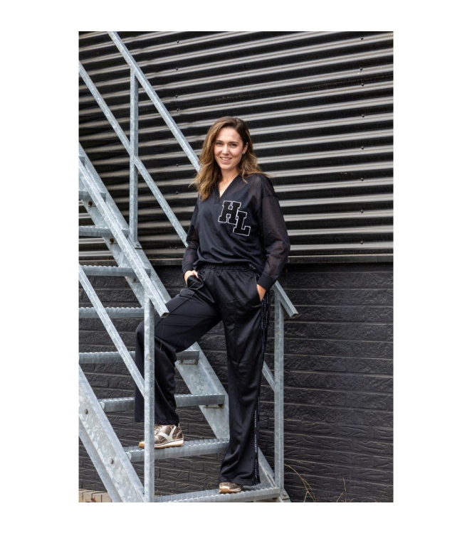 Haute L Amitie Logo tape track tall pant Black