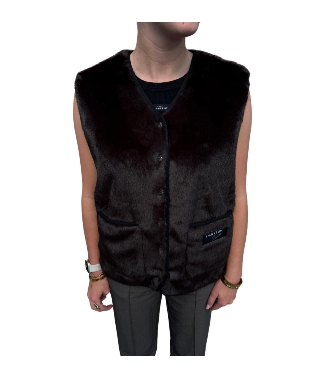 Haute L Amitie Fur tech vest Mocca