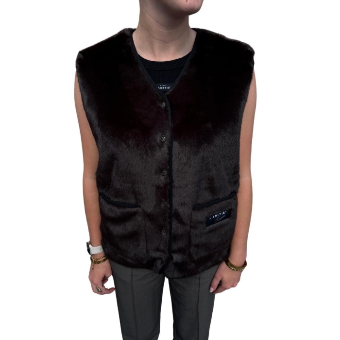 Haute L Amitie Fur tech vest Mocca