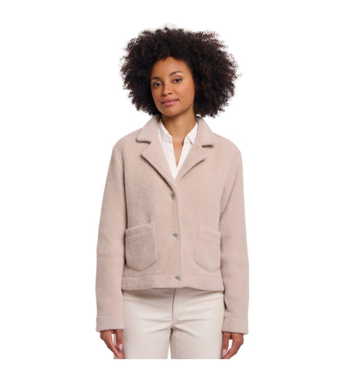 Rino en Pelle Boxy jacket with lapel collar 11018 smoked pearl