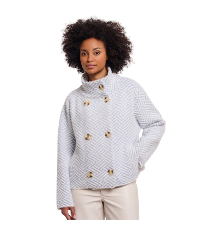 Rino en Pelle Short double breasted jacket 11064 light blue graphic