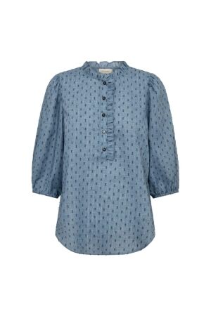 Freequent Bllouse w ruffle detail Vintage indigo melange