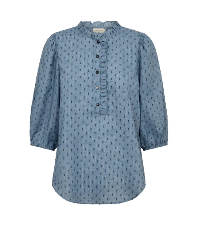 Freequent Bllouse w ruffle detail Vintage indigo melange