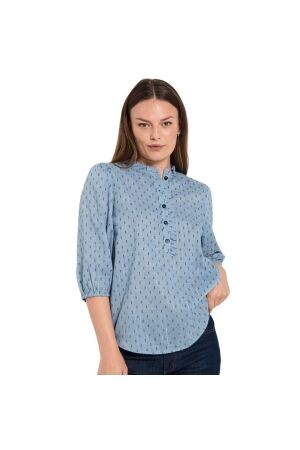 Freequent Bllouse w ruffle detail Vintage indigo melange