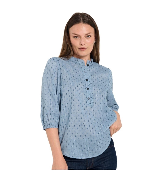 Freequent Bllouse w ruffle detail Vintage indigo melange