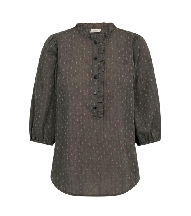 Freequent Bllouse w ruffle detail Morel melange