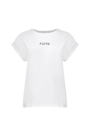 Geisha T-shirt embroidered word 000011 Off white