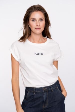Geisha T-shirt embroidered word 000011 Off white