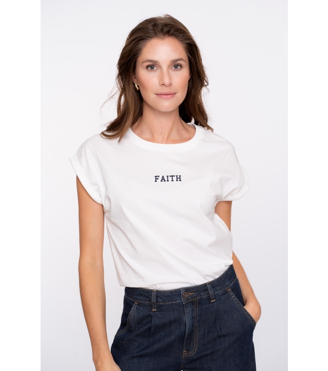 Geisha T-shirt embroidered word 000011 Off white