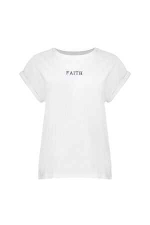 Geisha T-shirt embroidered word 10 Off white