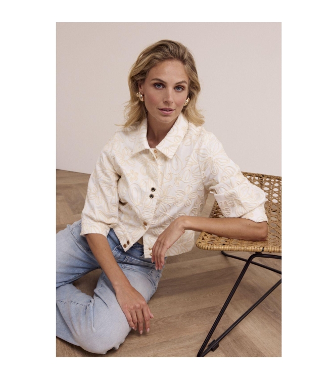 Tramontana Embroidered Denim Jacket 001100 Off White