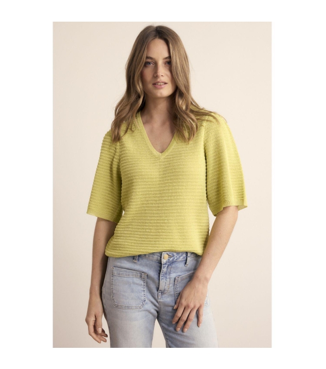 Tramontana V-Neck Jumper Lurex 005795 Celery