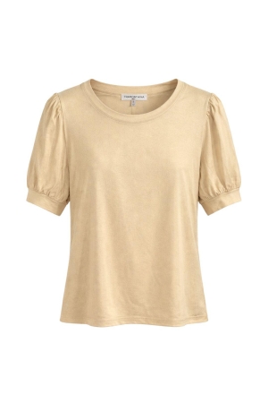Tramontana Coated Puff-Sleeve T-Shirt 001225 Pebble