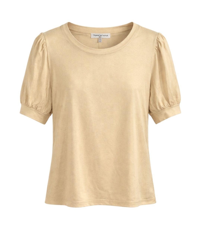 Tramontana Coated Puff-Sleeve T-Shirt 001225 Pebble