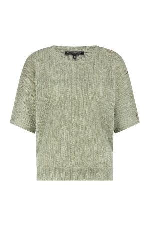 Tramontana Crinkled Top Button Detail 006156 Aloe melange