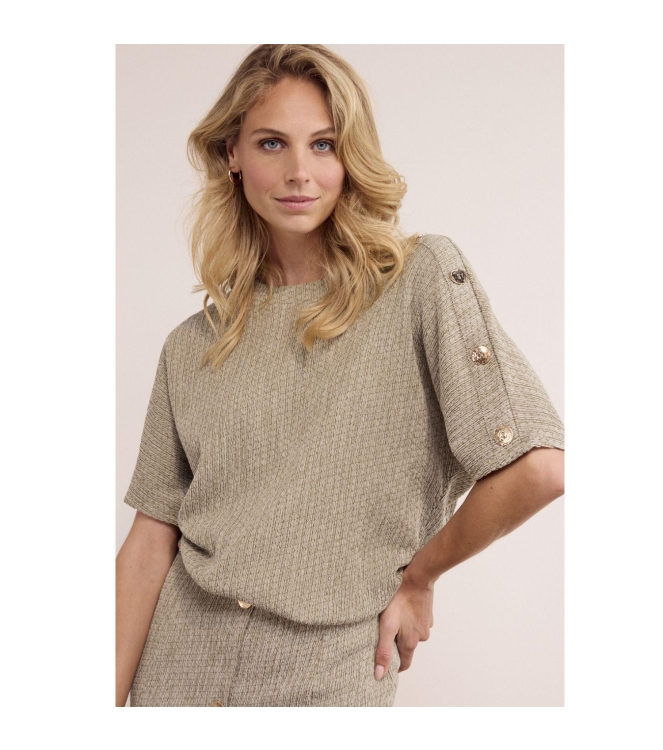 Tramontana Crinkled Top Button Detail 006156 Aloe melange