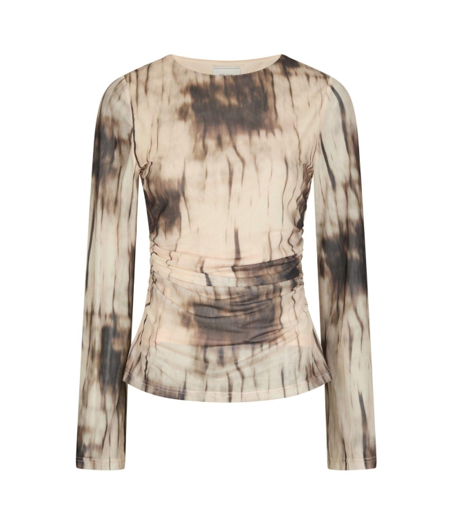 Neo Noir Lenida faded mesh blouse 306 Dusty brown