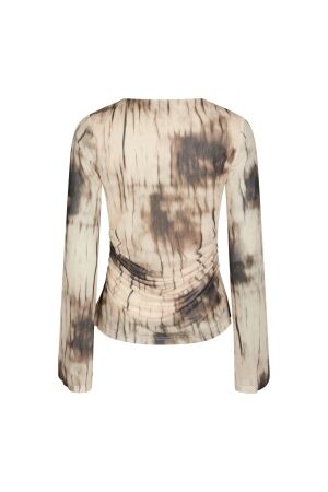 Neo Noir Lenida faded mesh blouse 306 Dusty brown