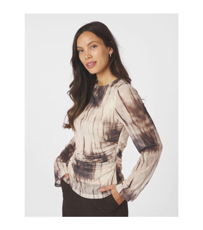 Neo Noir Lenida faded mesh blouse 306 Dusty brown