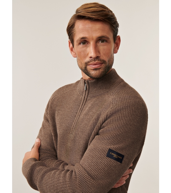 Cavallaro Sagio Half Zip Pullover 84000 Taupe