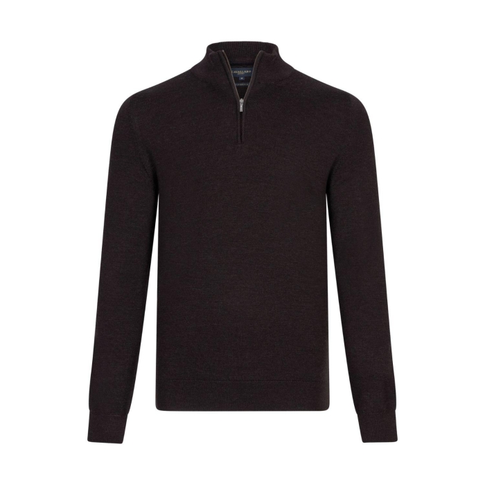 Cavallaro Merino Half Zip Pullover 898000 Dark brown