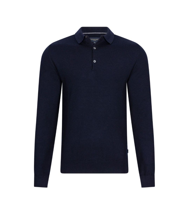 Cavallaro Merino Long Sleeve Polo 699000 Dark blue