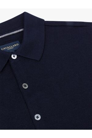 Cavallaro Merino Long Sleeve Polo 699000 Dark blue
