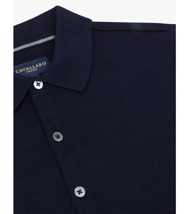 Cavallaro Merino Long Sleeve Polo 699000 Dark blue