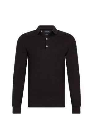 Cavallaro Merino Long Sleeve Polo 898000 Dark brown