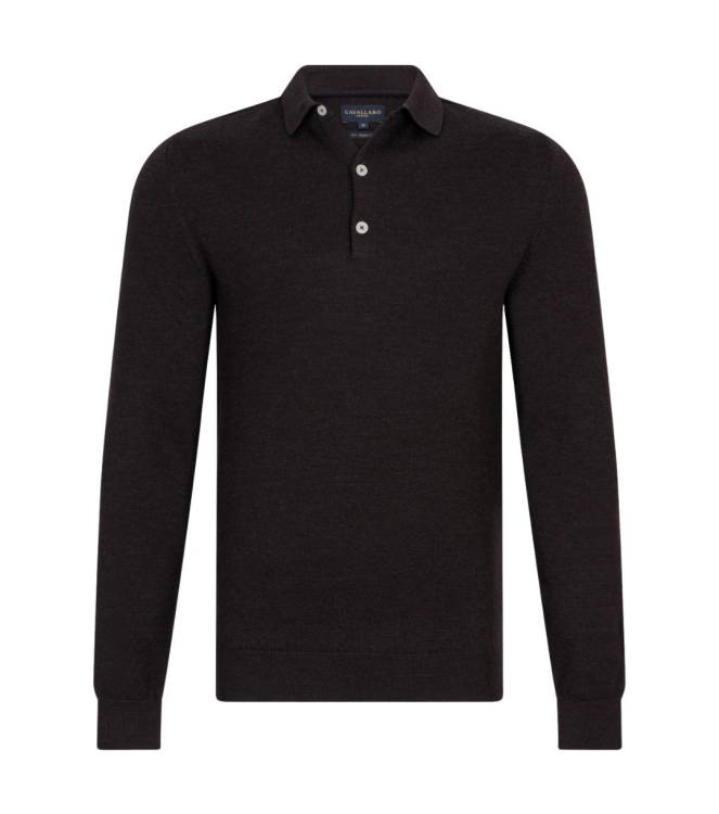 Cavallaro Merino Long Sleeve Polo 898000 Dark brown