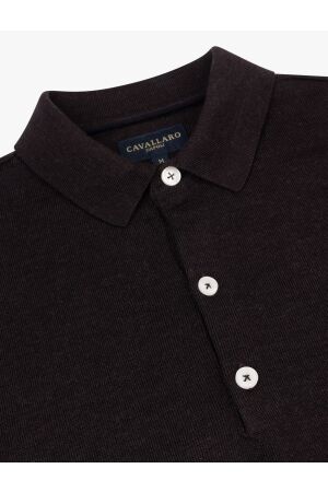 Cavallaro Merino Long Sleeve Polo 898000 Dark brown