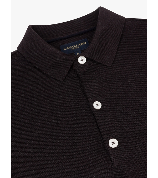 Cavallaro Merino Long Sleeve Polo 898000 Dark brown