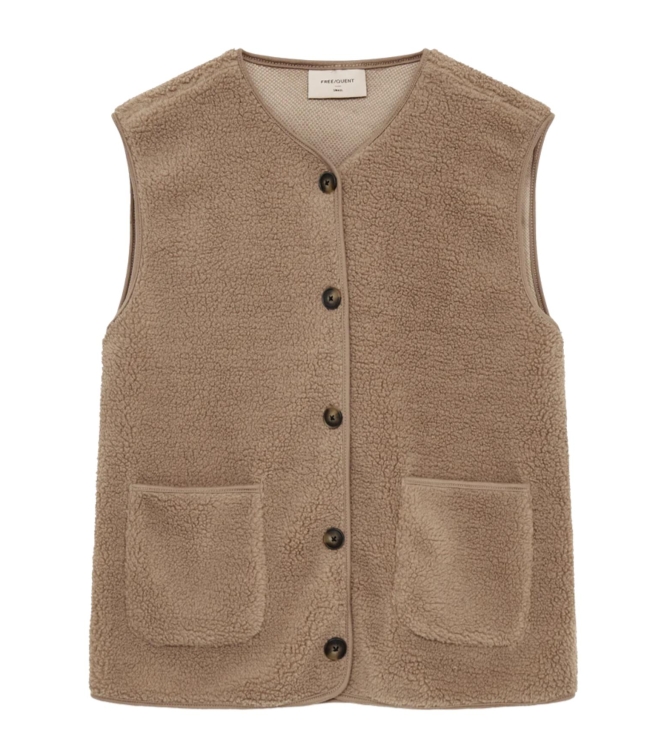 Freequent Teddy waistcoat Dessert taupe