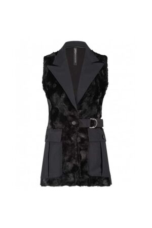 ZIP73 Gilet long cargo teddy 001 Black