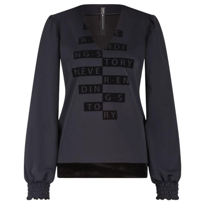ZIP73 Top V never ending 005 Black velvet