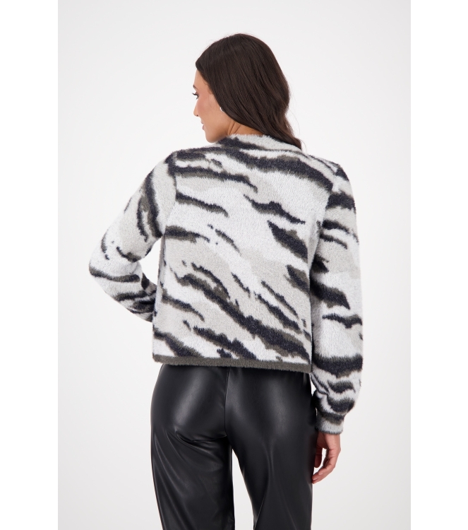 Monari Strickjacke 819 Ash grey gemustert